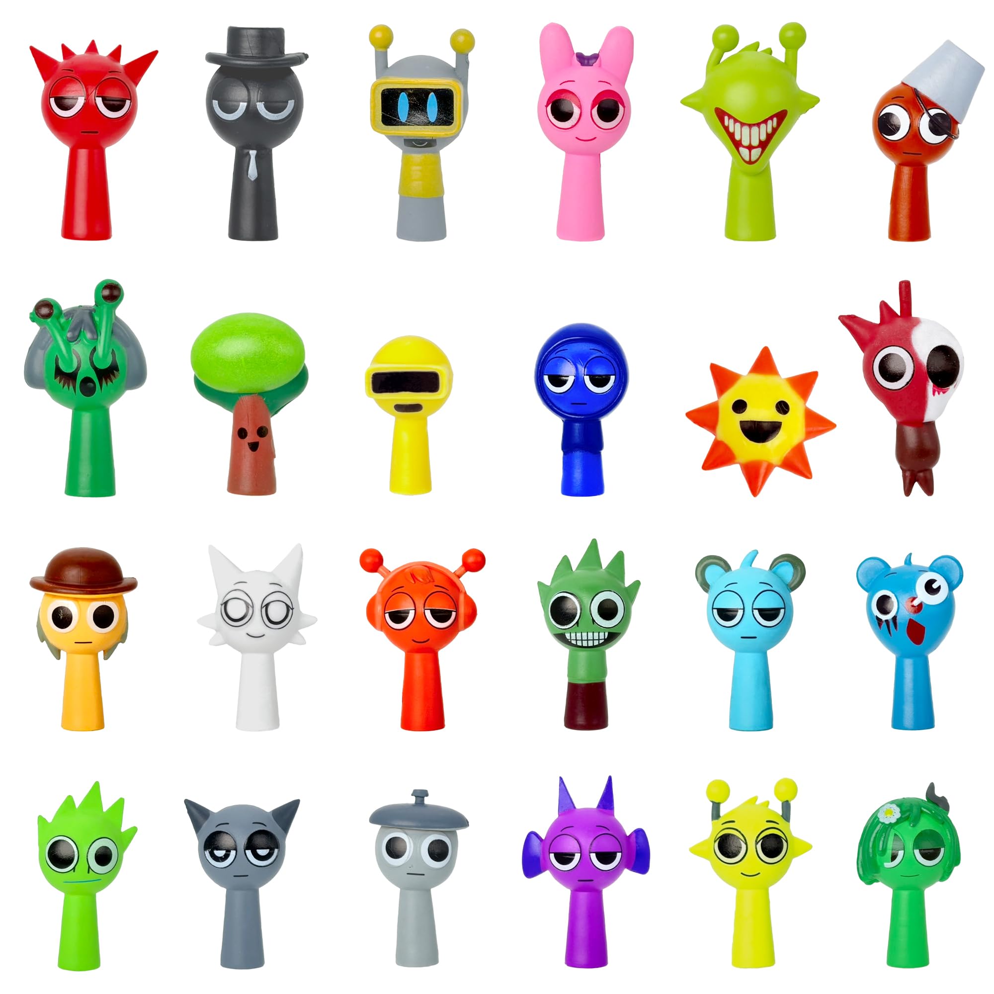 Gensly 24 Pcs Colourful and Strange Figures Big Eyes 4-5cm Mini Toys for Kids Cartoon Game Character Collectible Ornament for Fans