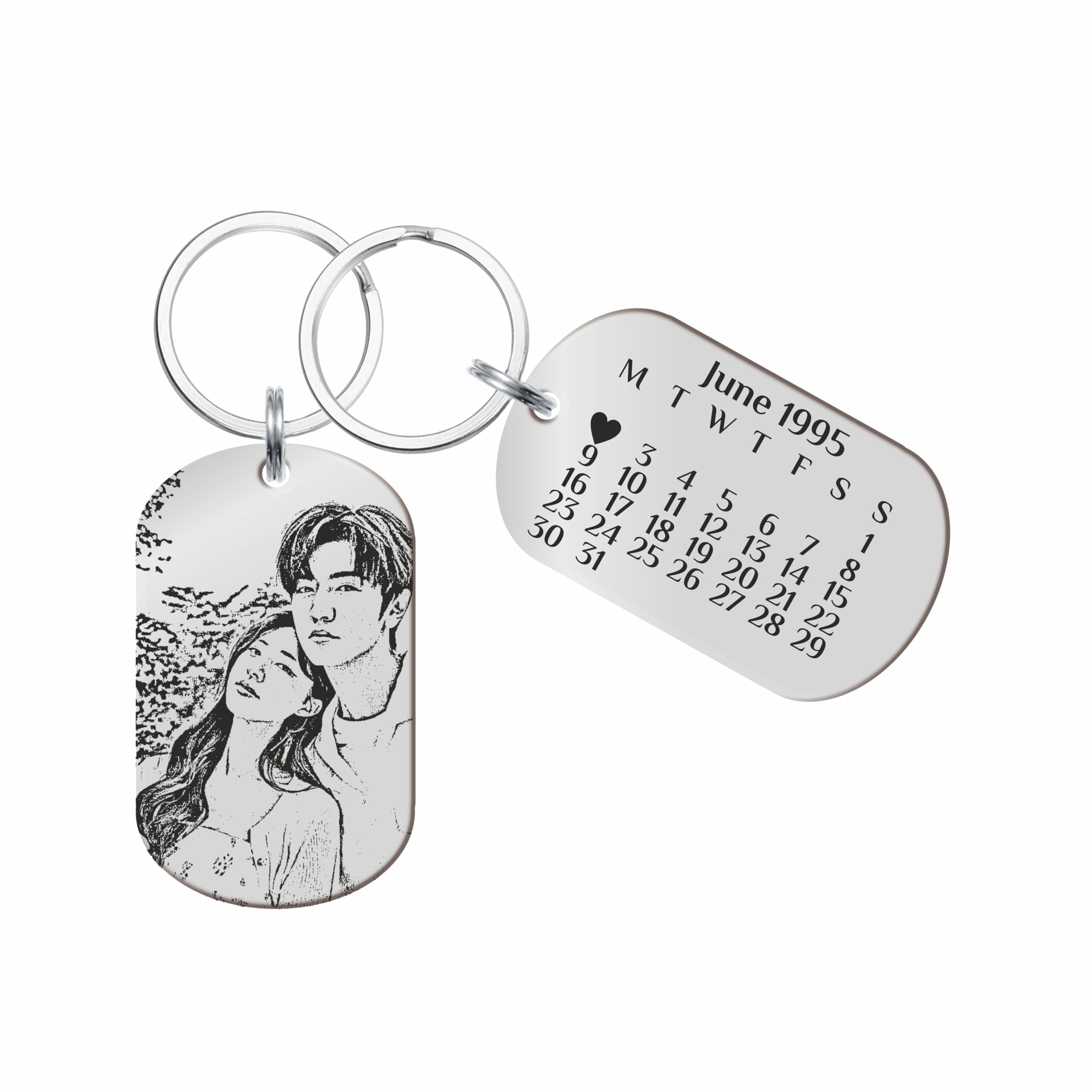 Customized Photo Keychain & Date Engraved Calendar Keychain on Stainless Steel Best Gift For Couple, Bridesmaid, Women, Men And All To Your Loved Ones-image-27