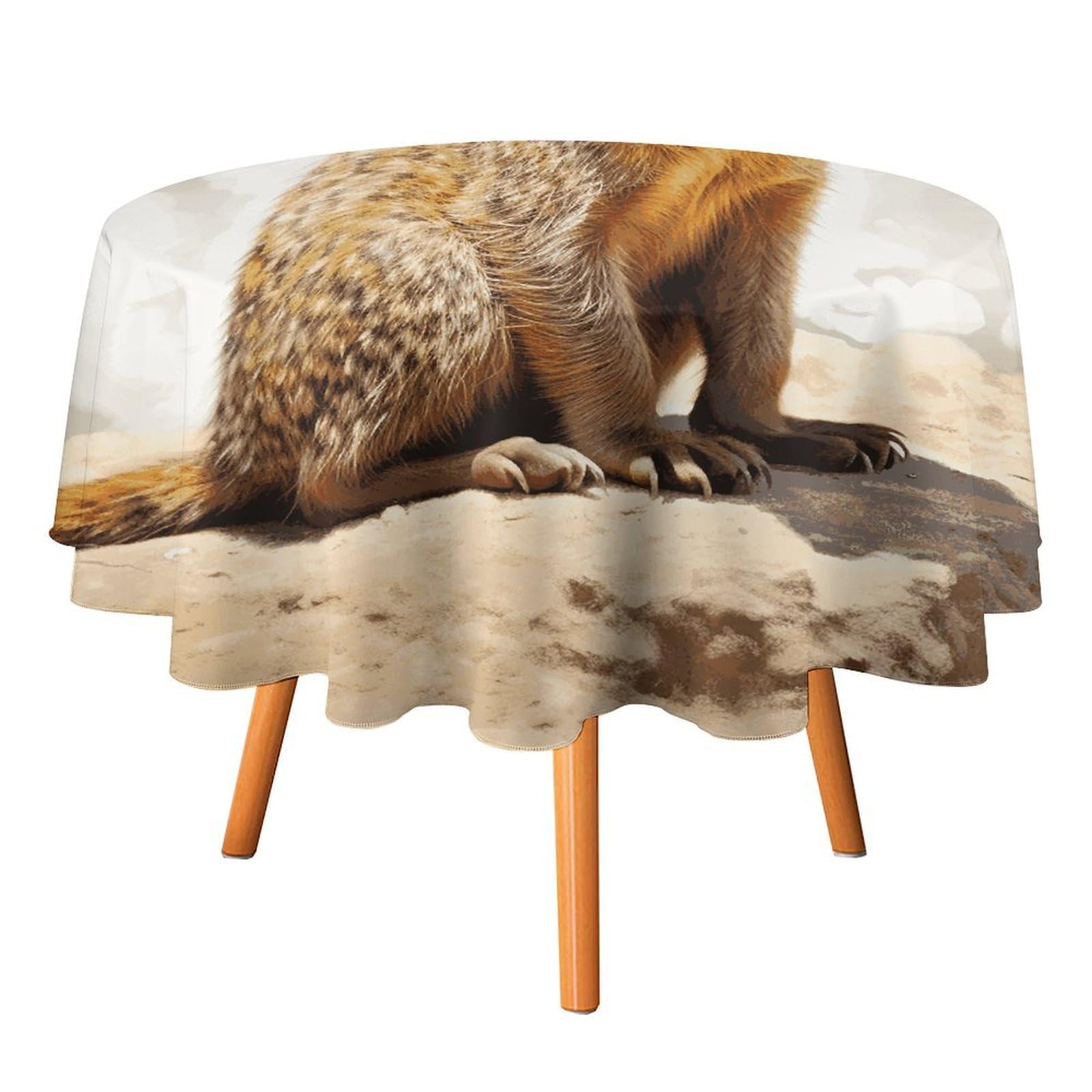 SMAZDFXX Wild Meerkats Tablecloth 50x50in Round Table Cloth Durable Polyester, Washable Stain Resistant Table Cover for Indoor Outdoor (Picnic, Dining, Party)