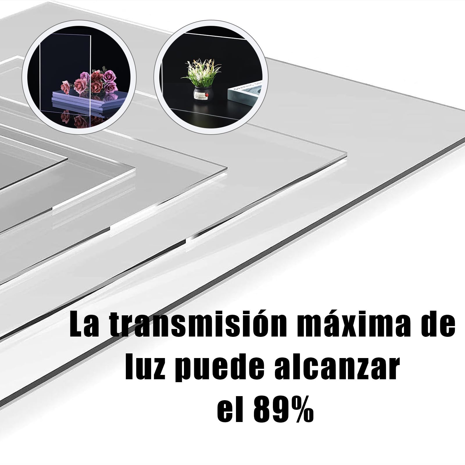 plancha metacrilato transparente(esp:1.2mm),paneles de policarbonato para invernaderos,Resistencia al calor,Excelente transmisión de luz,Protección UV,para ventanas de cobertizo,Vitrina