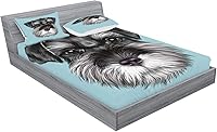 Vista 335 de Lunarable Grey Fitted Sheet & Pillow Sham Set, Pattern with Random Footprints Paw Traces Pet Legs Friendly Cats and Dogs, Decorative Printed 3 Piece