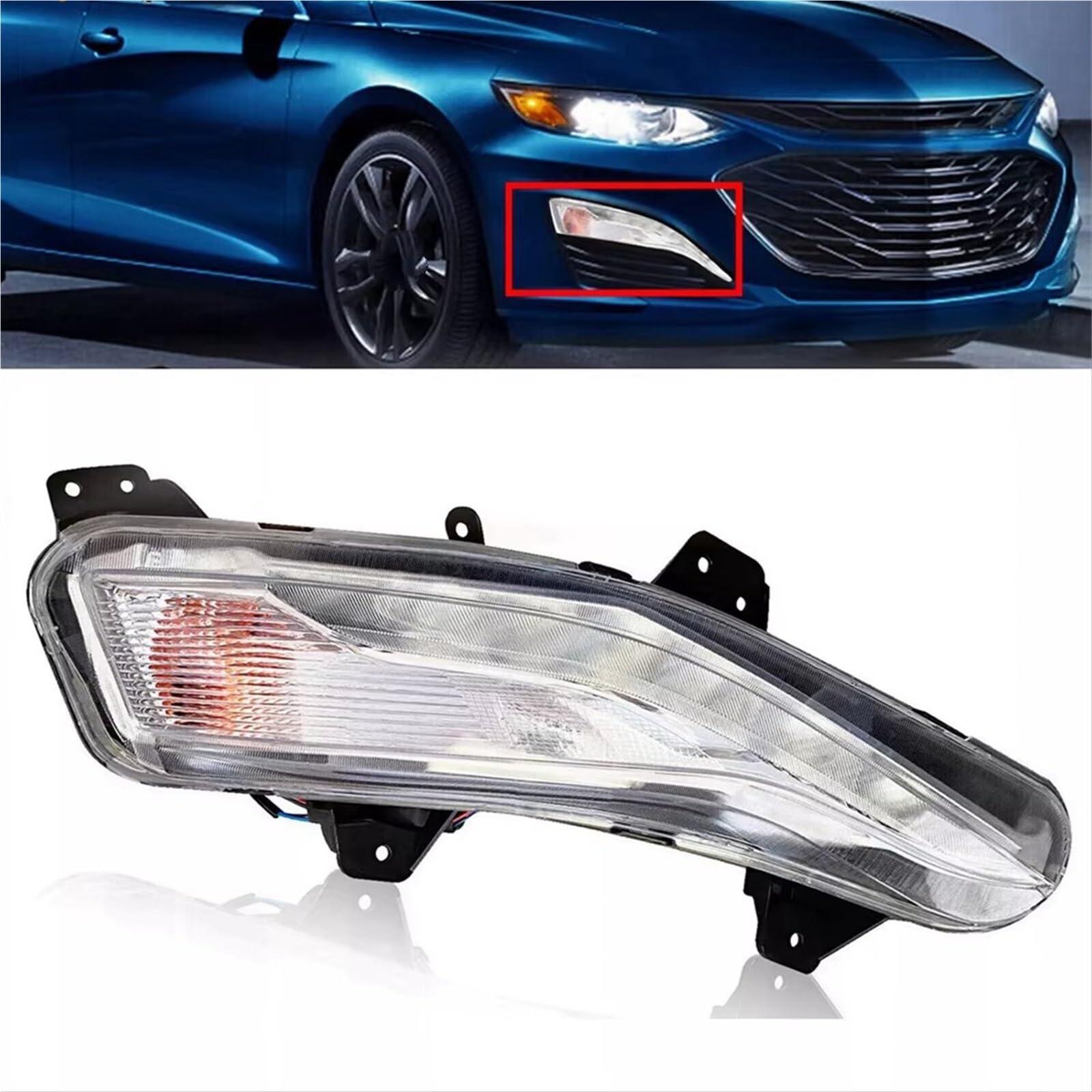 Zestaw przedniego lewego światła kierunkowskazu (DRL) i świateł przeciwmgielnych do przedniego lewego zderzaka Chevroleta Malibu 2019-2022 (numer referencyjny 84575553).