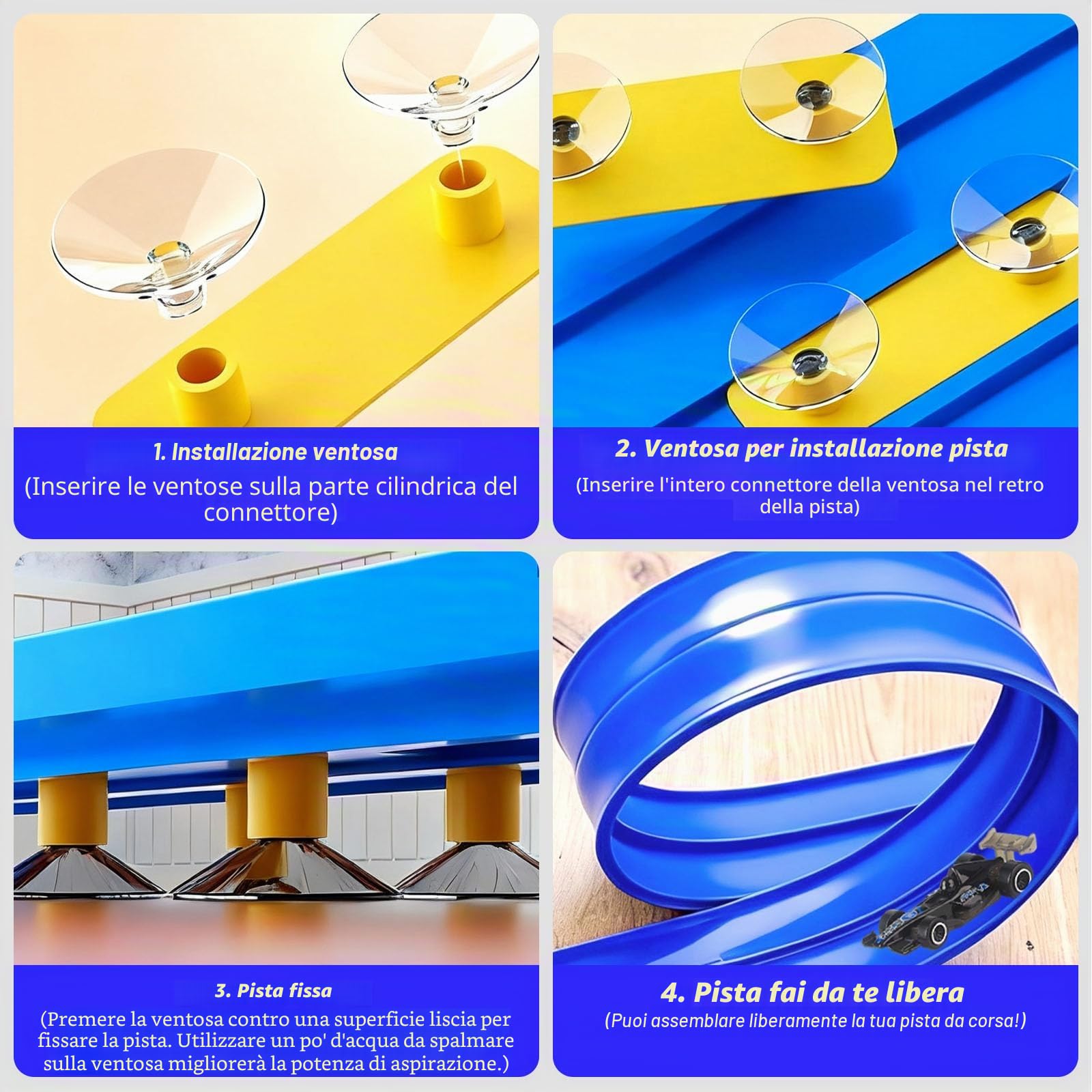 Pista Macchine Flessibile 5m - Pista Da Corsa Con Rampe Include 4 Auto Da Corsa, Flessibile Per Looping, Salti, Rampe, Con 1 Borsa Per Riporre