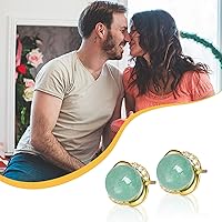 Vista 6 de Jade Earrings Studs,Green Jade Earrings for Women,925 Sterling Silver Earrings Studs for Sensitive Ears,Handmade Jade Earrings for Birthday