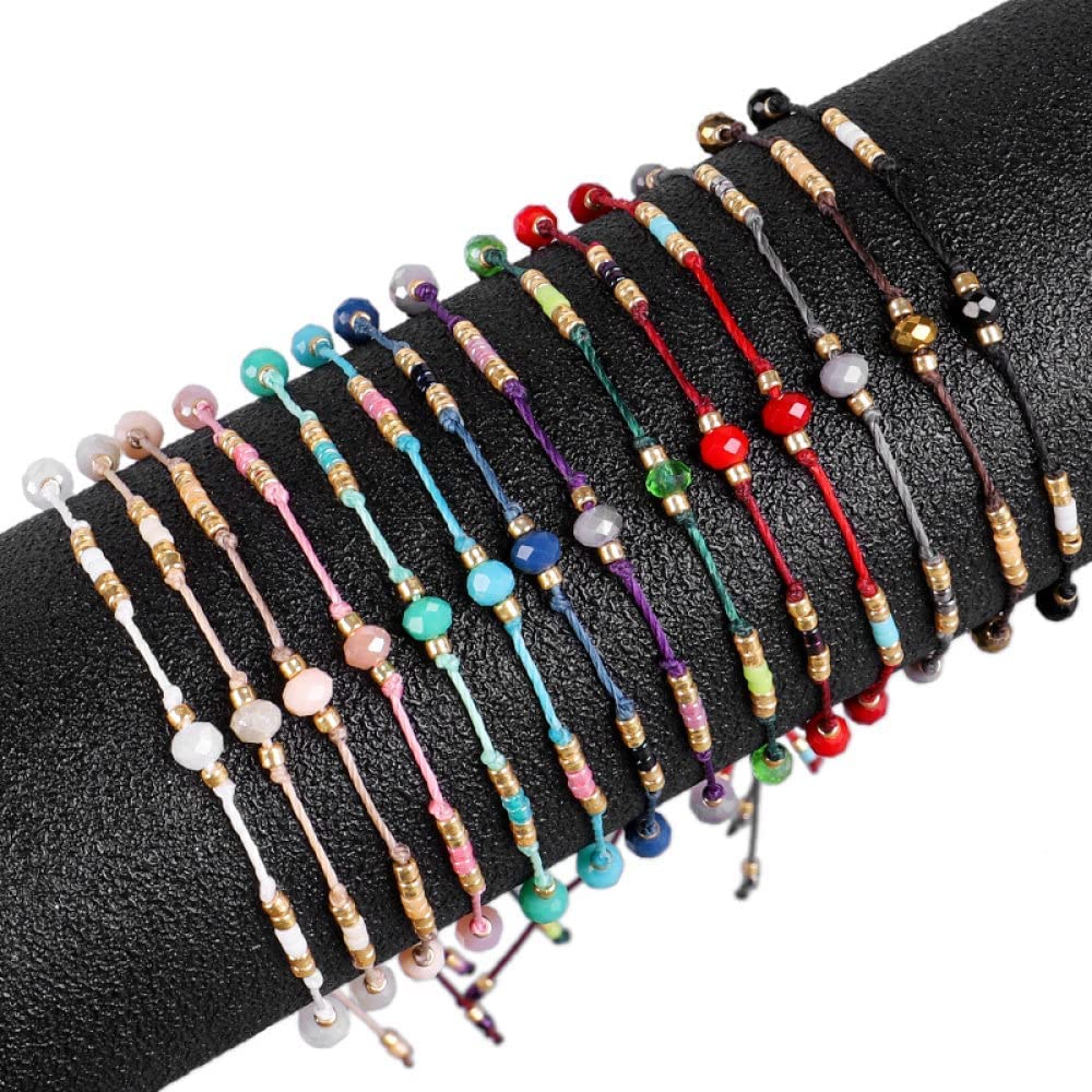 RWRAPS Cavigliera da donna fatta a mano con perline, intrecciata, regolabile, casual, cavigliera, da donna, per vacanze al mare, rosa