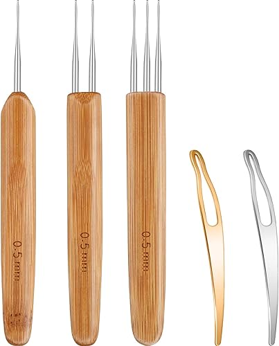 5 piezas de herramientas de gancho de ganchillo para rastas incluye 3 piezas de rastas de ganchillo, 1 gancho, 2 ganchos, 3 ganchos, aguja de tejido