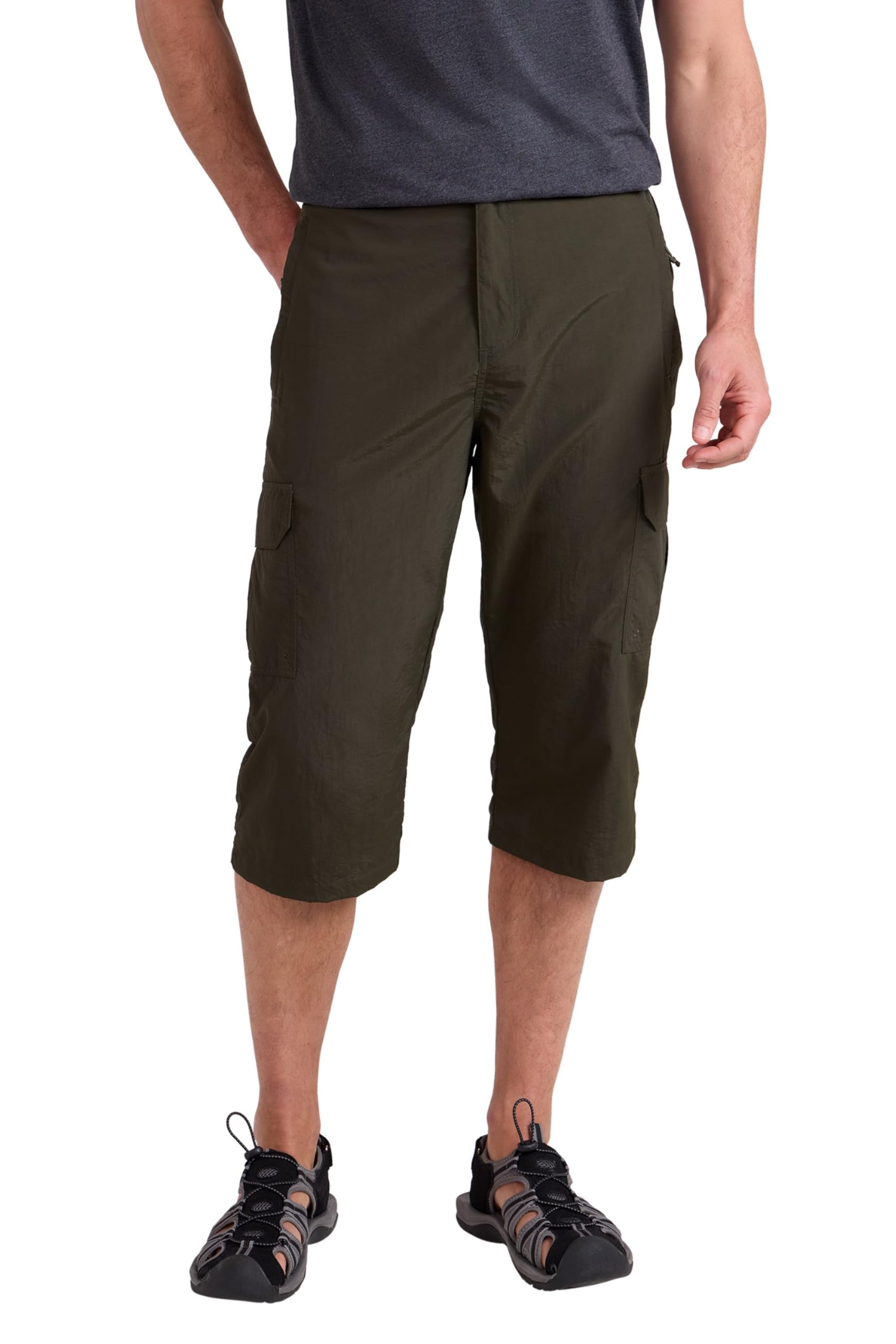 Mountain Warehouse Men's Khaki Explore Long Shorts - Fast Dry Shorts, Lightweight, Shrink & Fade Resistant Hiking Shorts, 4 Pockets -Spring Summer, Walking, Safari, Beach W36