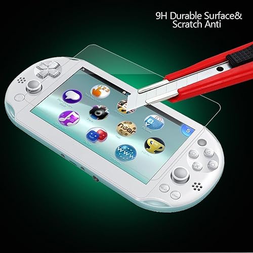 Miniatura 4 de AKWOX 2 protectores de pantalla frontales+2 cubiertas traseras compatibles con Sony PlayStation Vita 2000, frente de vidrio templado 9H y película