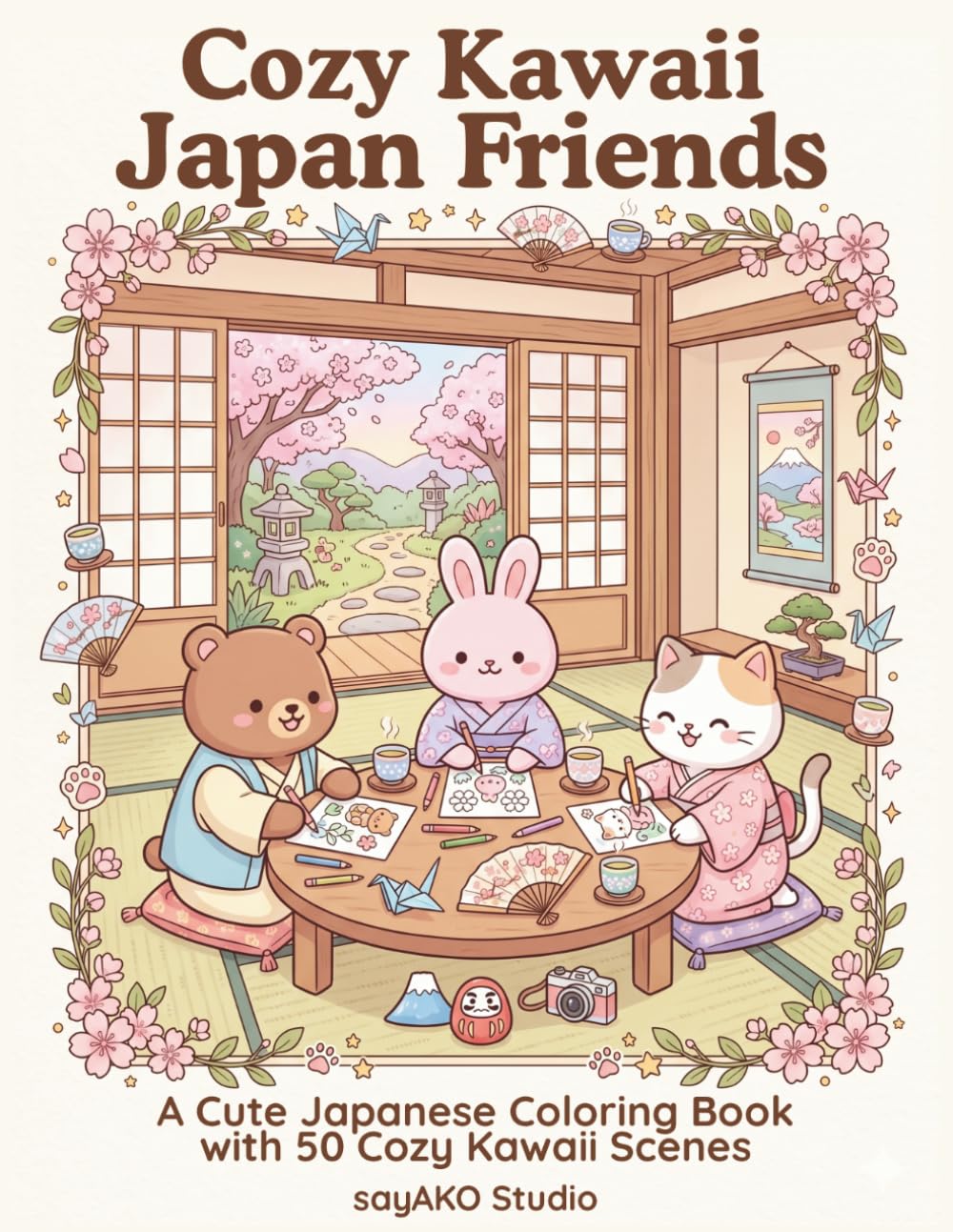Cozy Kawaii Japan Friends: A Cute Japanese Coloring Book with 50 Cozy Kawaii Scenes