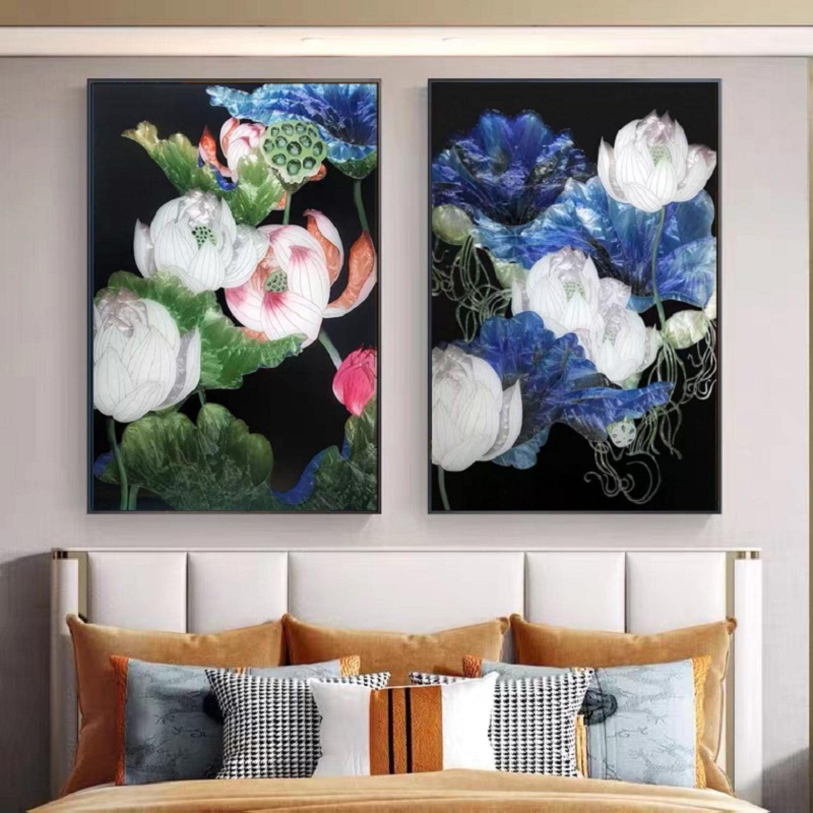 KEBIA Nowoczesny styl kolorowy kwiat obraz płótno rzemiosło ścienne sztuka plakaty mural mural rodzina sypialnia dekoracja artystyczne wydruki 40 x 60 cm x 3 bez ramy