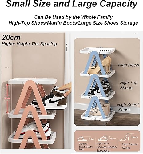 Miniatura 5 de Zapatero pequeño de 23 niveles, organizador vertical para zapatos, ahorra espacio, zapatero estrecho, fácil montaje para entrada, esquina, armario,