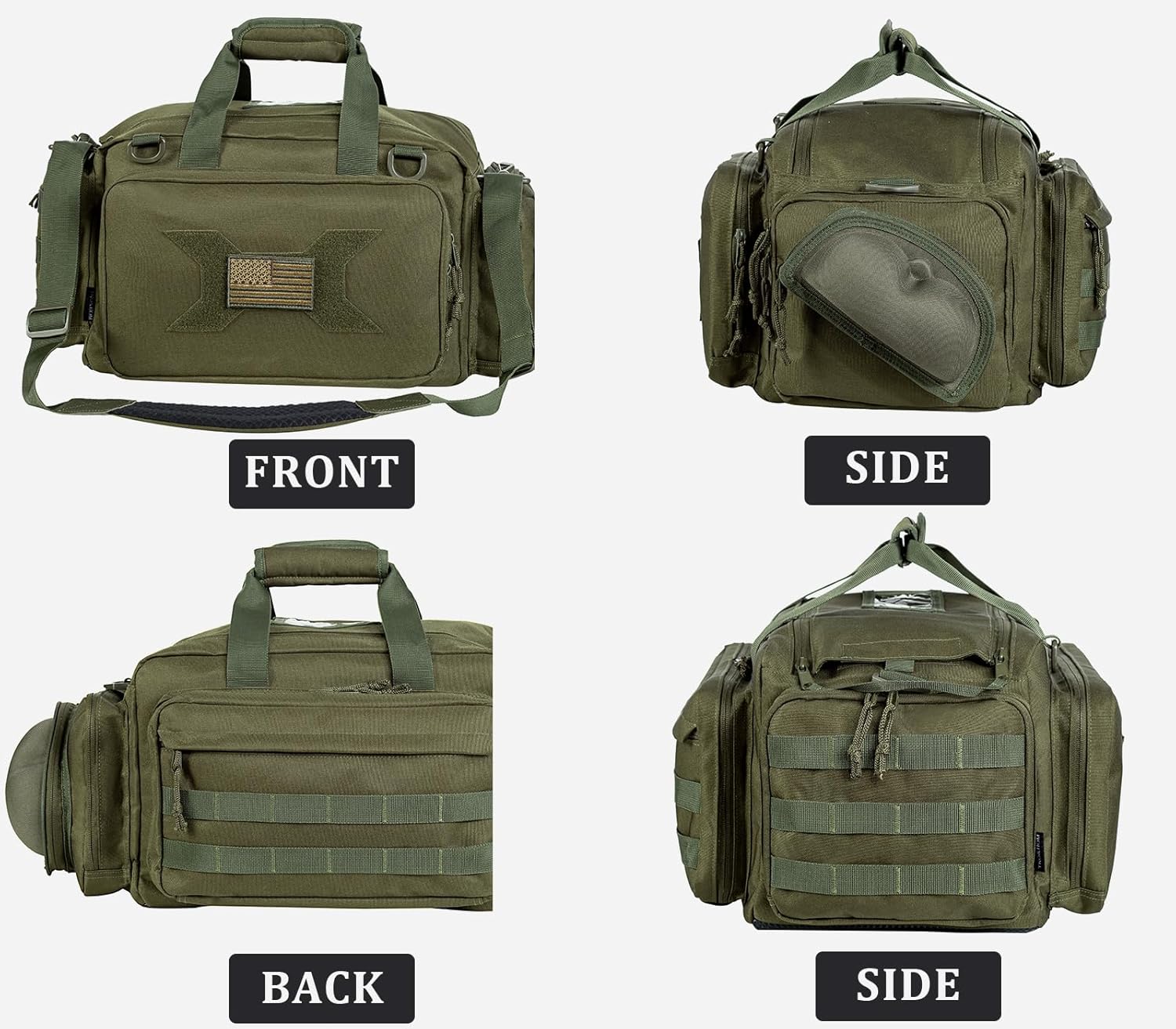 TRO&HOM Tactical Gun Bag for 4 Handguns - Pistol Shooting Range Bag With 15X Magazine Slots & Pockets for Ammo & Essentials - Padded Hunting & Sport Bag