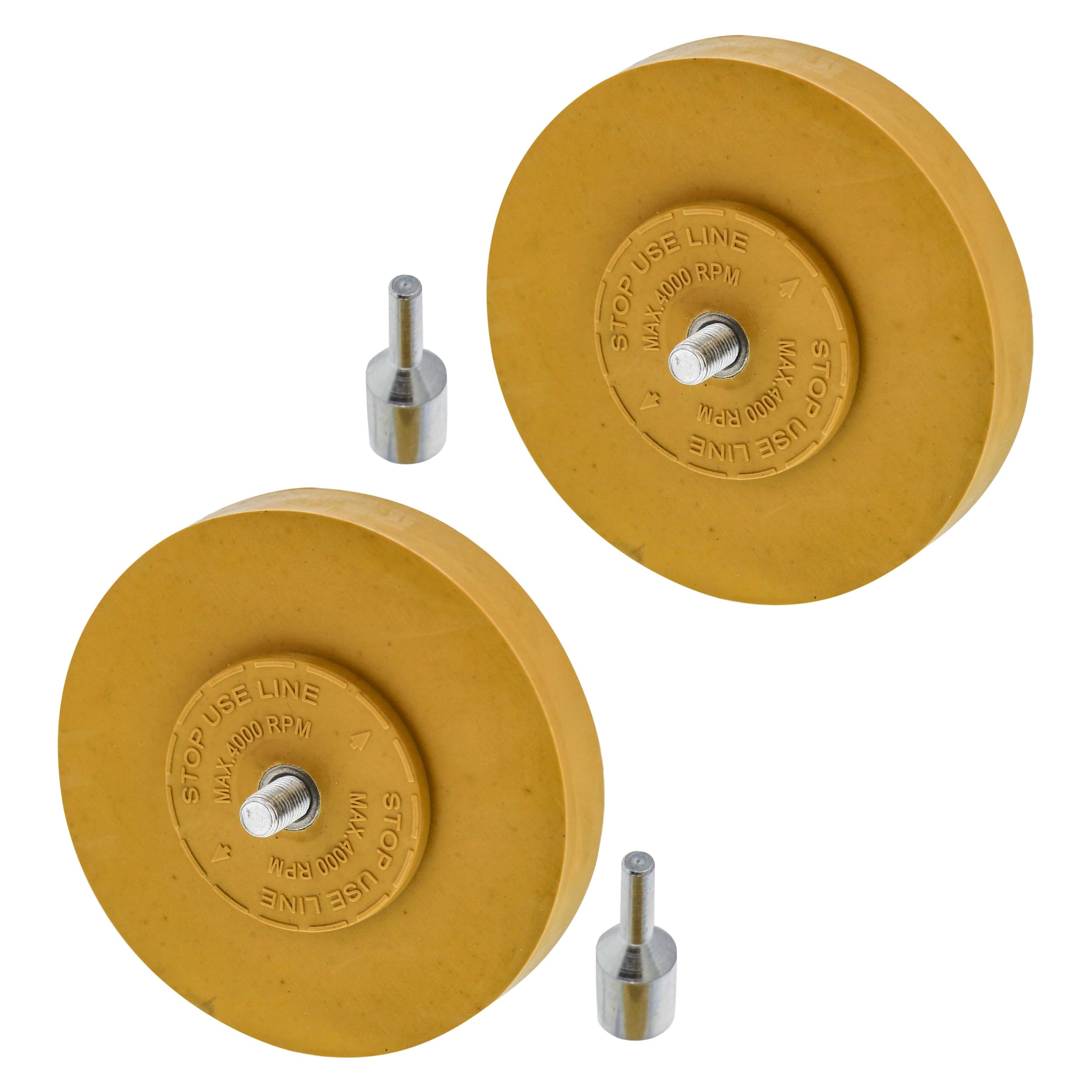 TCP Global Rubber Eraser Wheel with Drill Adapter (Pack of 2) Decal Remover Wheel - Sticker Remover Tool - Pinstripe Removal - Emblem Removal Tool - Removes Adhesives on Car, Auto, Boat, RV & Signs