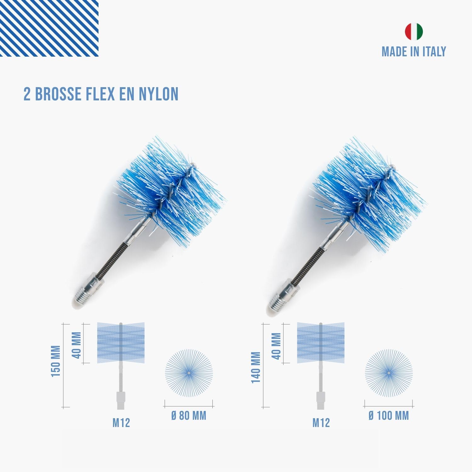 BARETTO Flex Kit Ramonage Poêle à Granulés 3 mètres Ø 80-100 mm