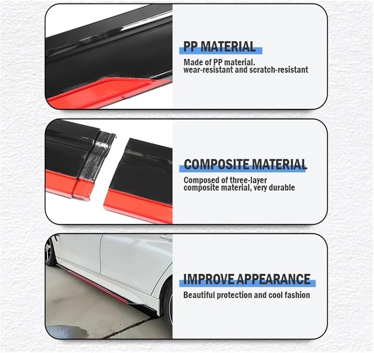 2.18m/2m 8PCS Universal Car Side Skirts Fenders Splitter Bumper Sports Styling Compatible for VW Compatible for BMW Compatible for Mazda Compatible for Benz(2m Carbon Fiber)