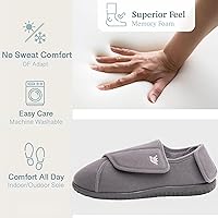 Vista 3 de EuropeanSoftest - Pantuflas clásicas con forro de rizo francés para mujer, con espuma viscoelástica 80-D, transpirables, lavables, para interiores