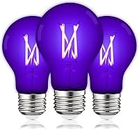 Vista 9 de LUXRITE Bombilla LED negra A19 Edison UV, luz negra, filamento de 6 W, UVA 397-407 nm, clasificación de accesorio cerrado, base E26, brilla