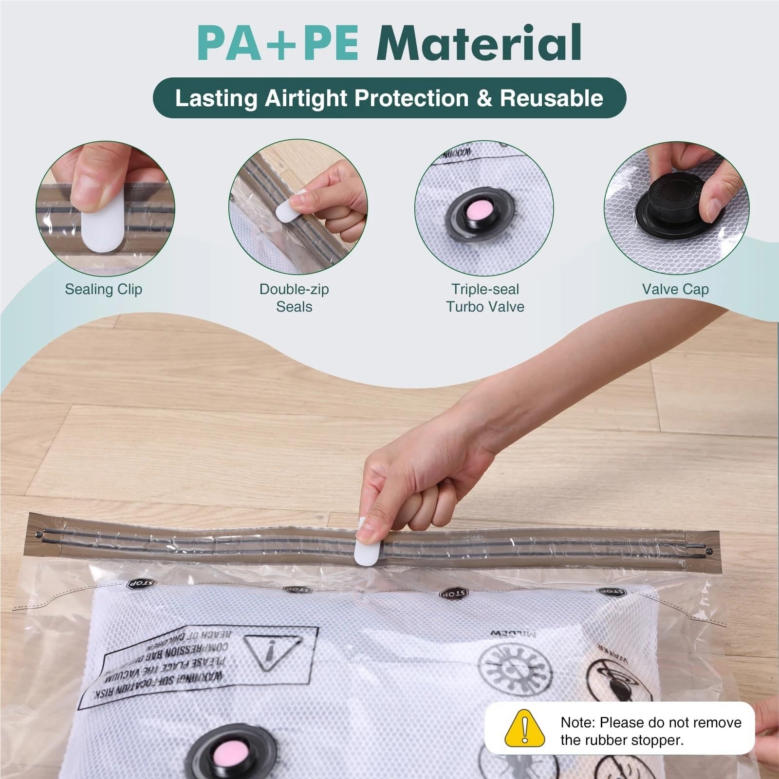 Kompressionsbeutel Platzsparende Taschen, komprimierte Aufbewahrung for Kleidung, Komfortartikel und Decken-Organizer für Gepäck(5PCS S(40X60cm))