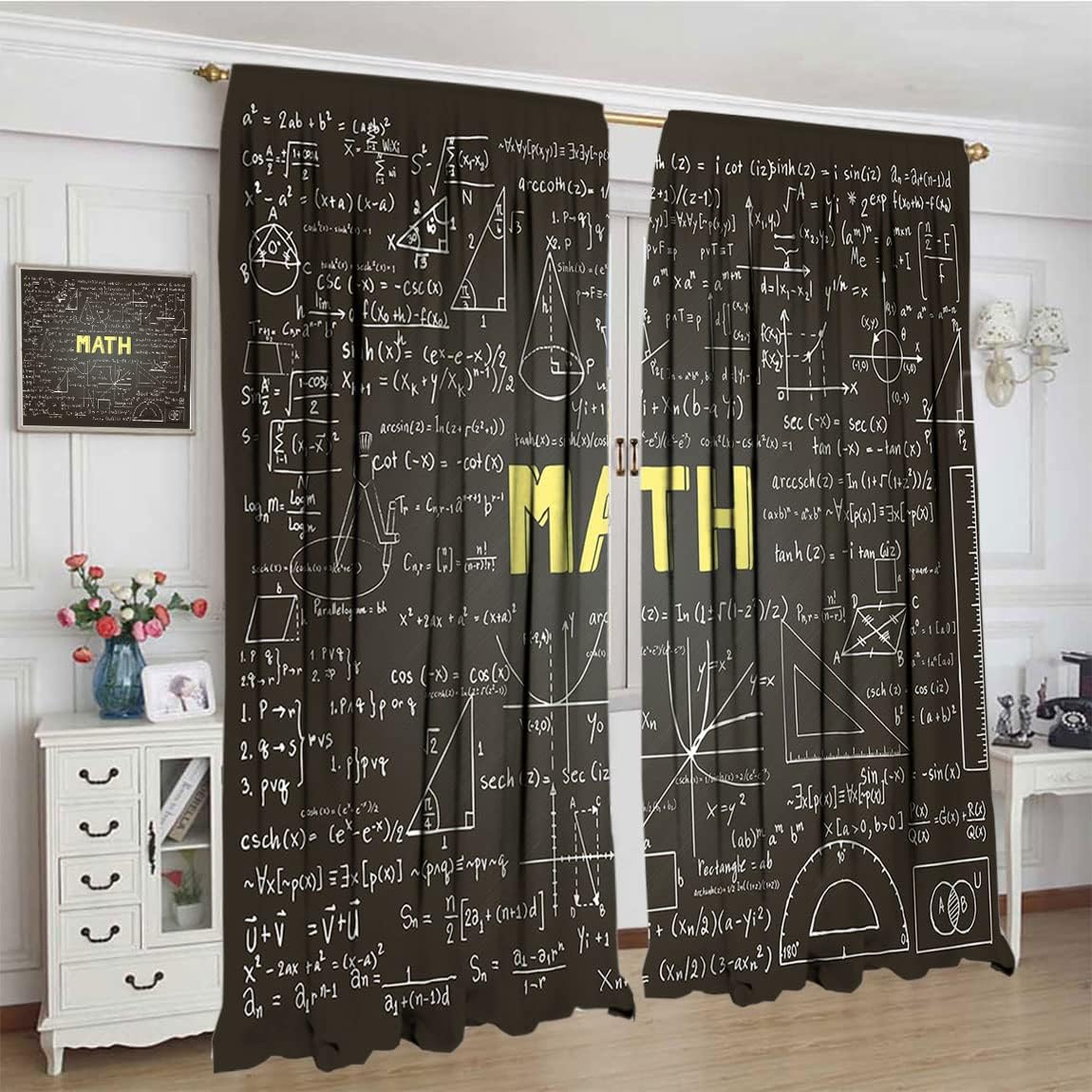 Mathematics Classroom Decorations Sliding Door Curtains