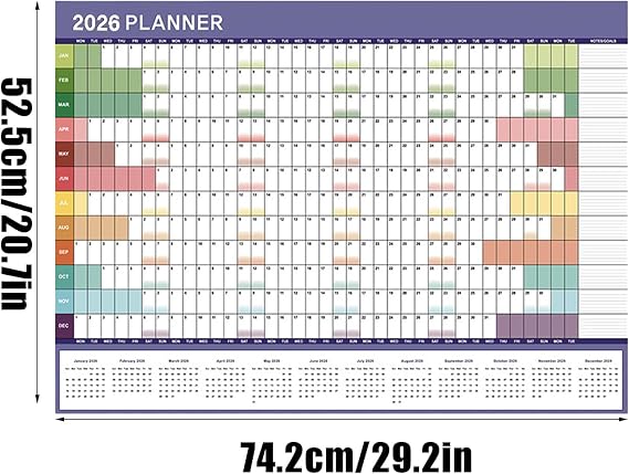 Year Wall Calendar | 2026 Monthly Wall Planner,Scheduling Management Planner Organizer for Desk Kitchen Classroom Work School Teacher Dorm Offices Family