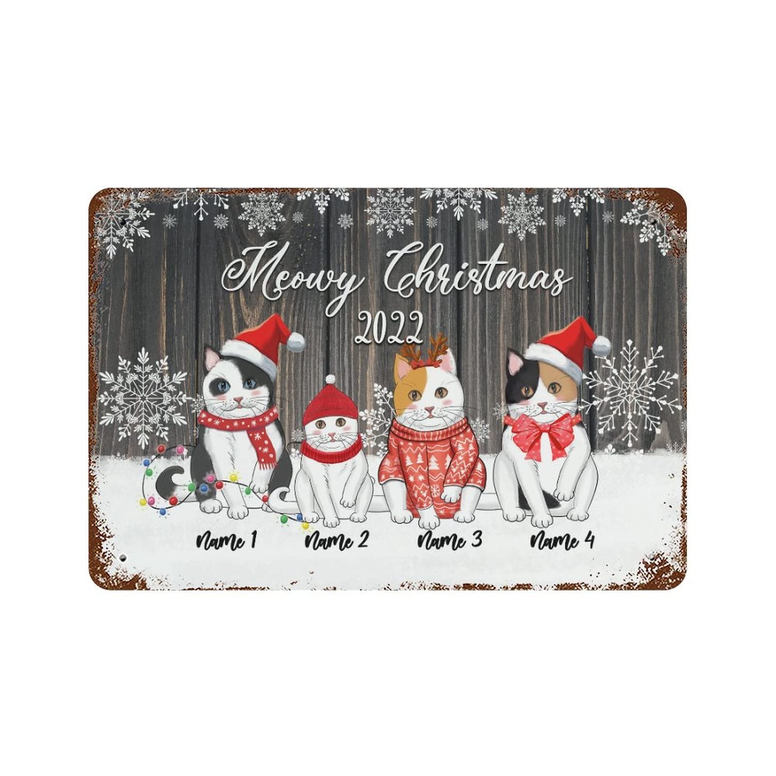 Panneau métal Meowy Christmas Cats pour décorer votre bar ou maison