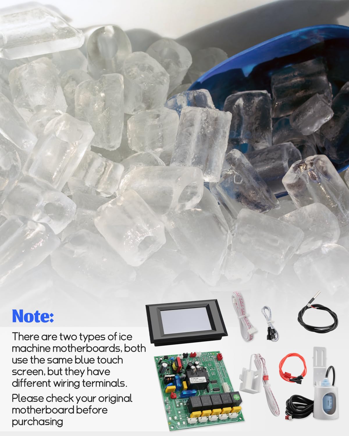 Blue Touch Screen ice Makers Control Board Fit for Most Commercial Ice Machines, Industrial Ice Machine Control Card kit Fit for Vevor/Cotlin/Coolski Split Ice Machines