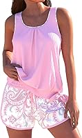 ROSEWE Modest Blouson Tankini Swimsuit for Women - Tummy Control Athletic Two-Piece with Board Shorts