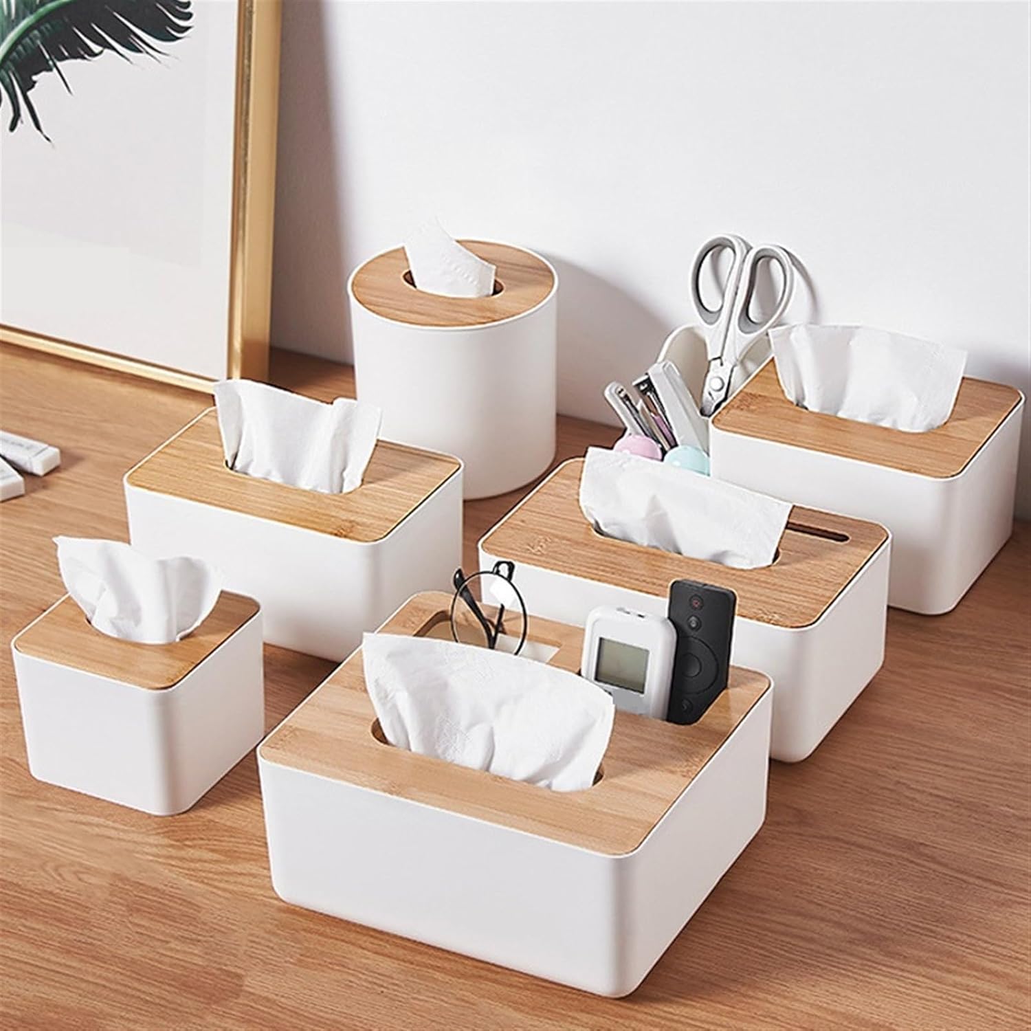 Tissue Box Holder Desktop Tissue Paper Box Storage Rack Wood Cover Napkin Case Square Plastic Tissues Holder Kitchen Living Room Decorative Napkin Holder (Color : 5)