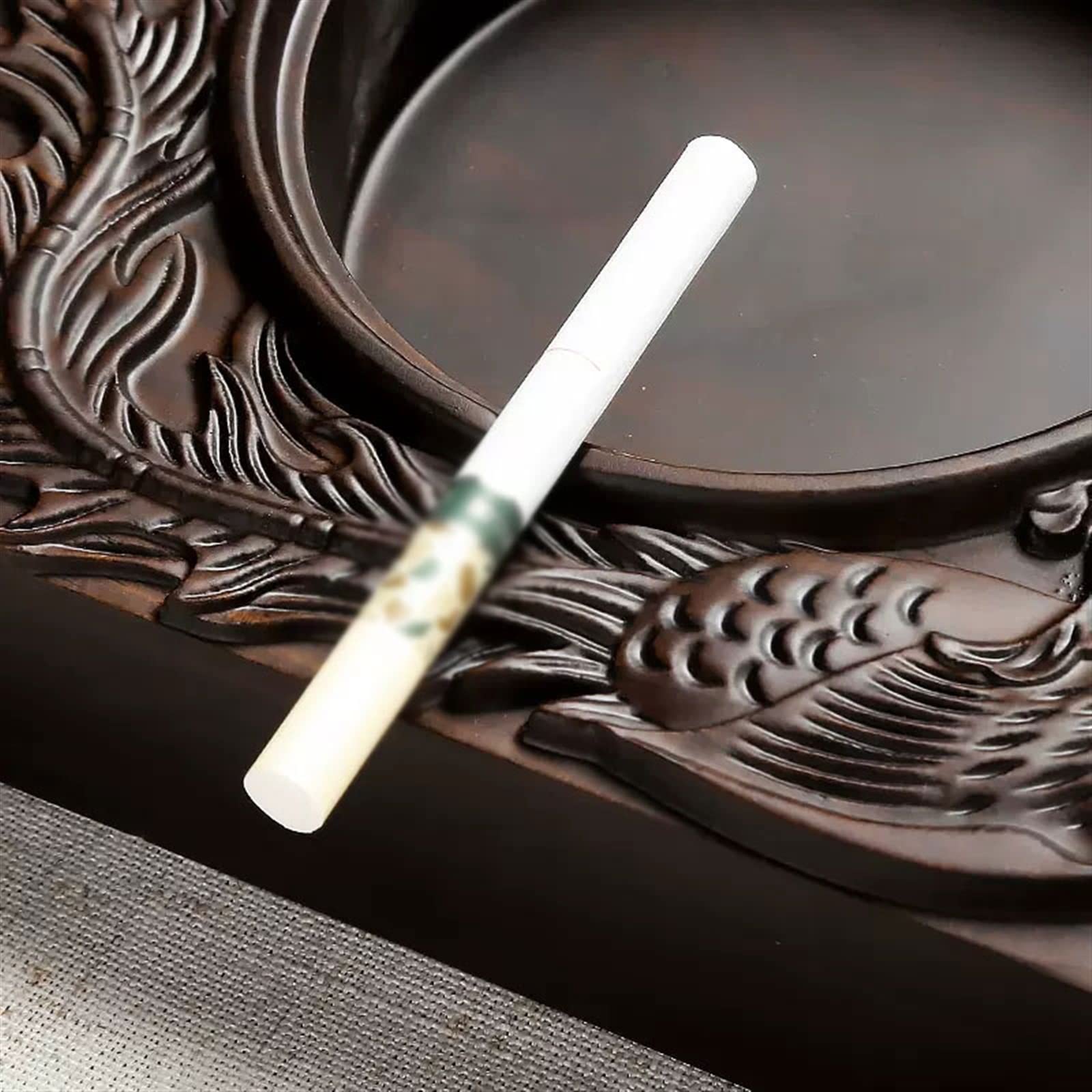 Cendrier Cendrier en bois d'ébène avec couvercle, grand modèle personnalisé de dragon et de phénix, cendrier rétro, stockage de cendres pour la maison ou le bureau