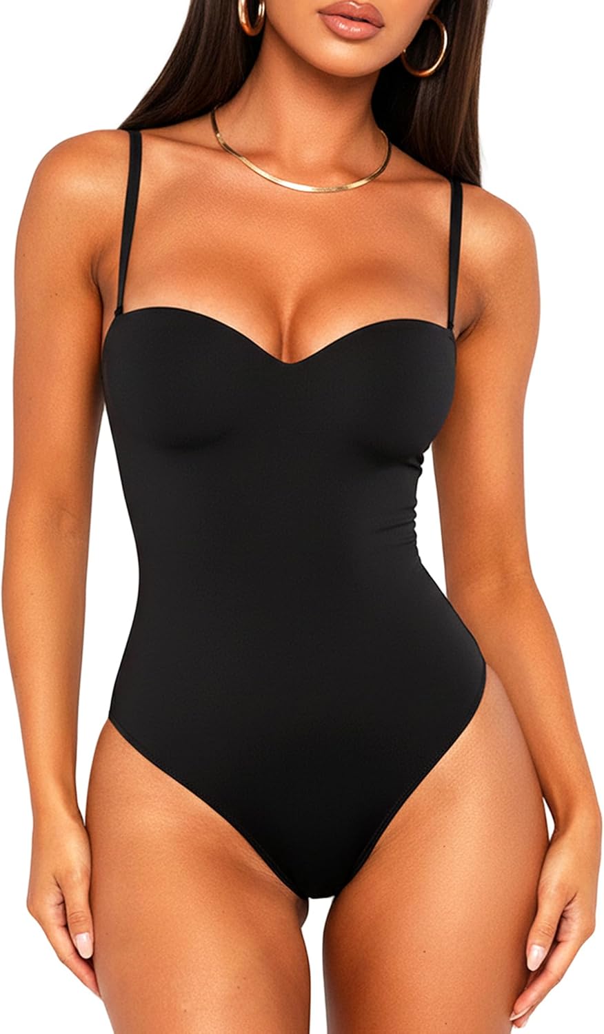 OZICERD Women Sexy Sweetheart Neck Cami Bodysuit Built in Bra Sleeveless Spaghetti Strap Tank Tops Body Suit Going out