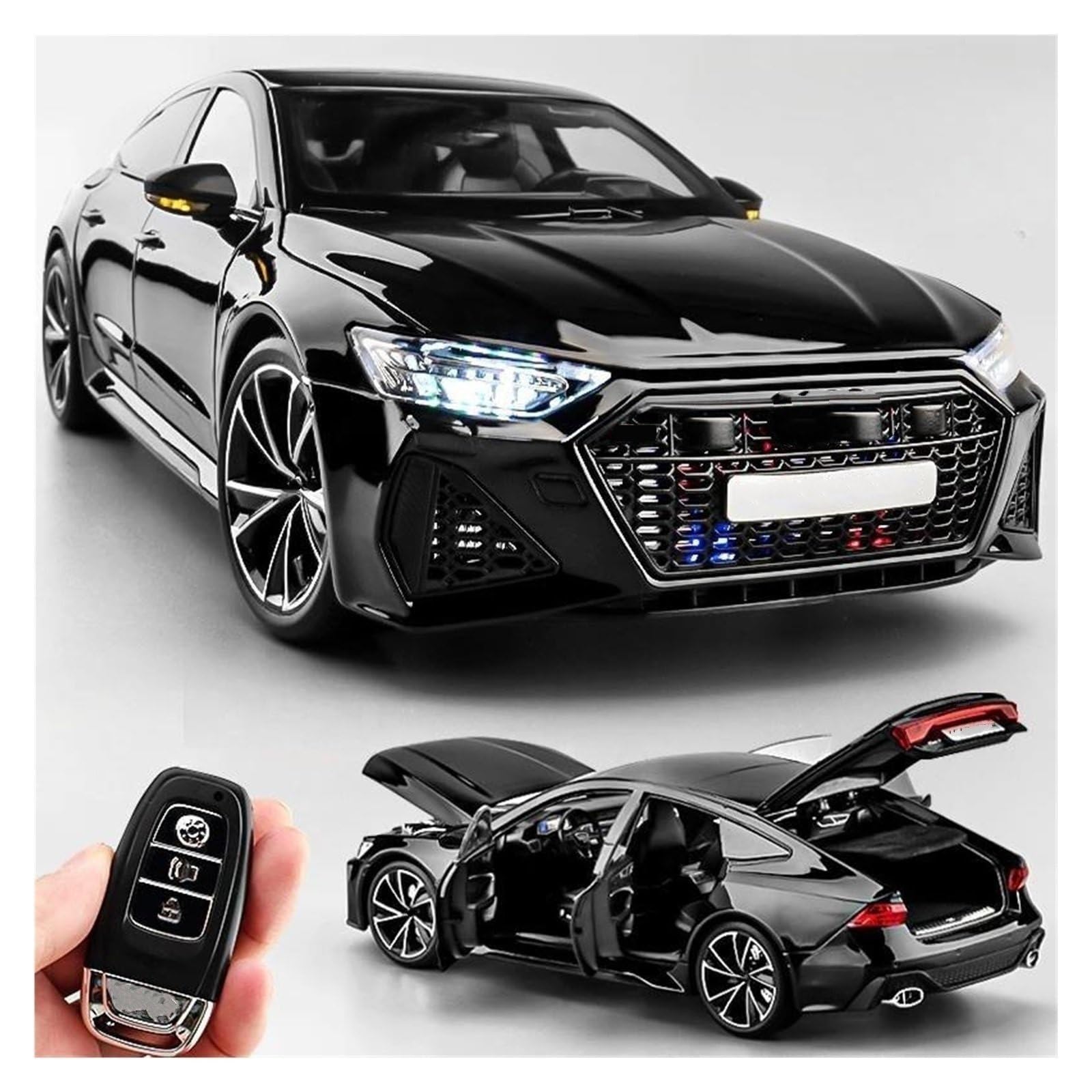 Modellauto Automodell 1:18 Für Audi RS7 Modellauto Aus Leichtmetall Sammlerstück Dekoration Modellfahrzeuge(Schwarz)