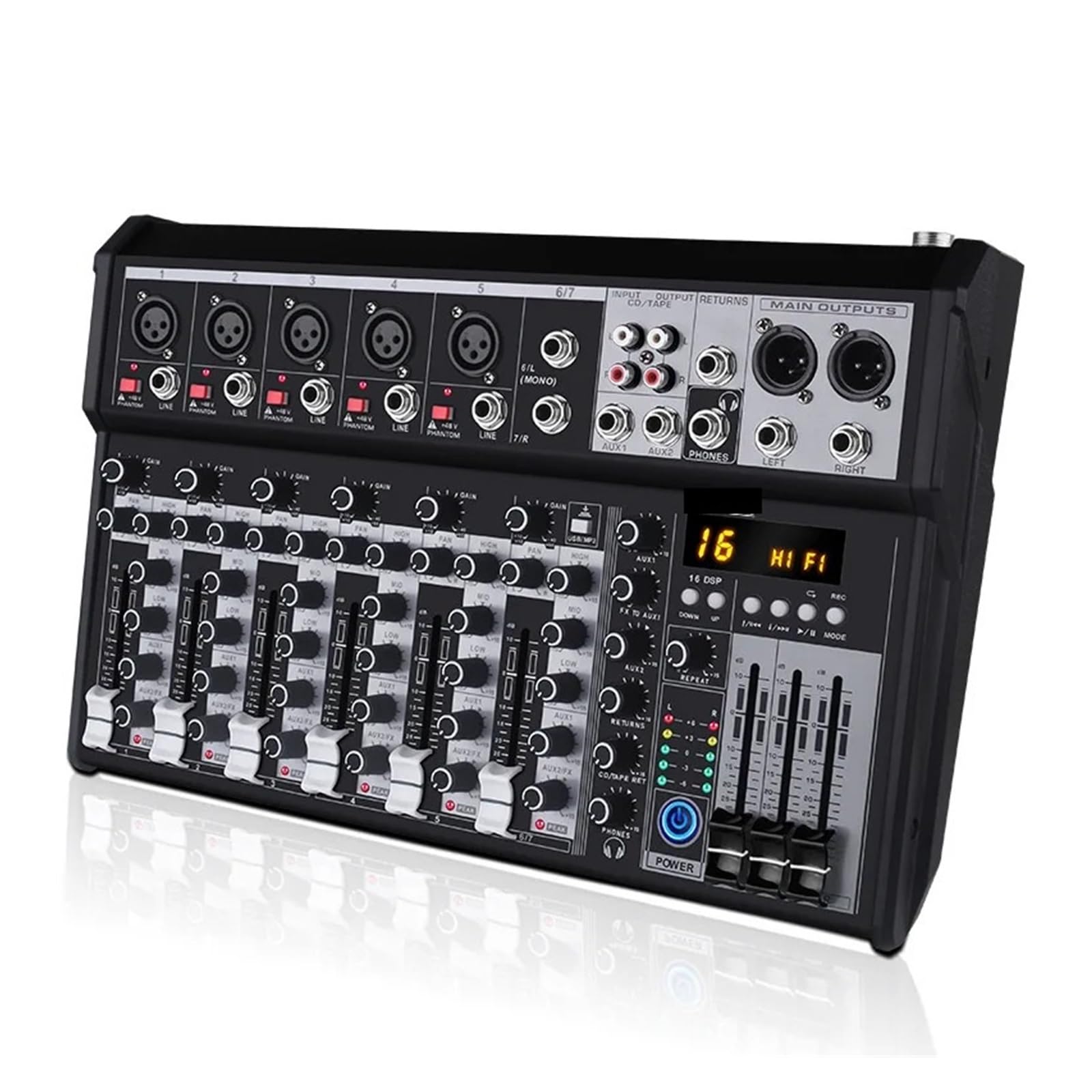 Controlador DJ Mezclador de Tarjeta de medidor de mezcla Consola digital profesional for PC Interfaz de consola Equipo profesional 7 canales