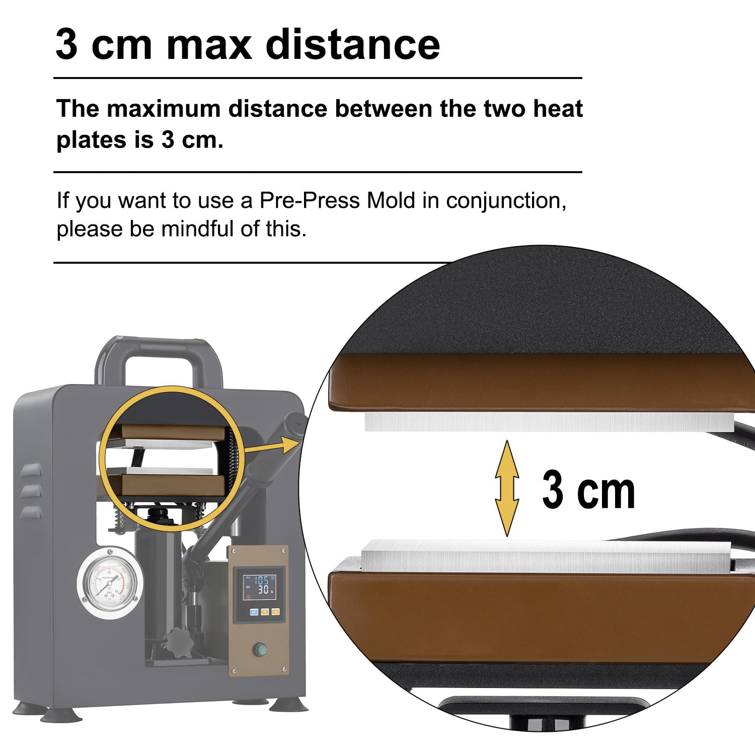 Rosin Presse 7 Tonnen 600W Kolophonium-Extraktionsmaschine mit Zwei 6 x 12 cm Heizplatten, digitaler Temperaturregelung und Timer für Trockenblumen