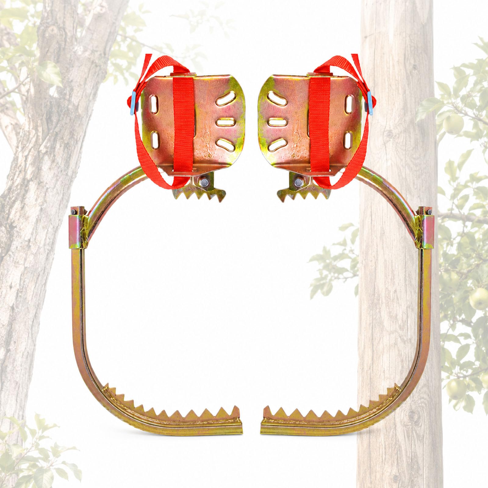 Climbing Trees Artifact Electrician Wooden Pole Foot Buckle, Professional Electrician Pole Climbing Spikes, 330 lbs Load Capacity, Serrated Anti-Slip Grip, Dual Safety Lock for Outdoor Aerial Work