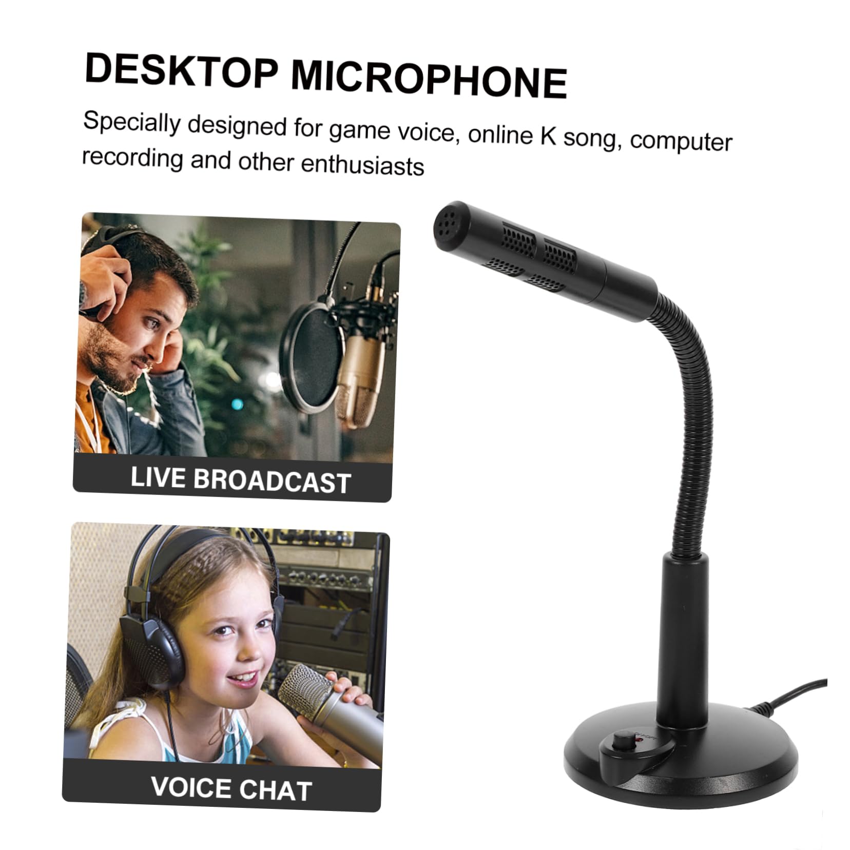 Veemoon USB Microphone Base for Laptop Chat Mic for Live Streaming Gaming and Voice Chat Omnidirectional Condenser for Sound and Stability
