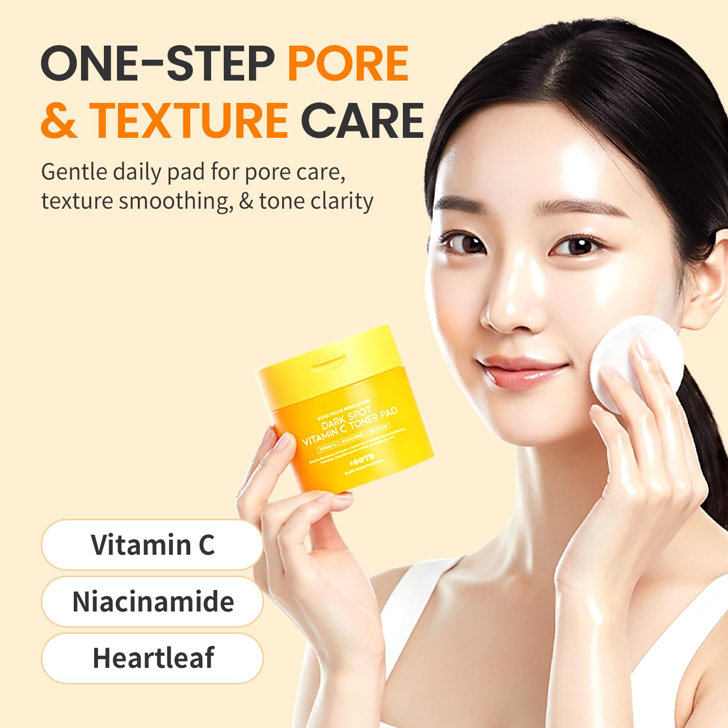 Almohadillas tónicas estimulantes para piel facial grasa coreana, vitamina C, niacinamida, hojas del corazón, hidratantes y calmantes para enrojecimiento, almohadillas tónicas con vitamina