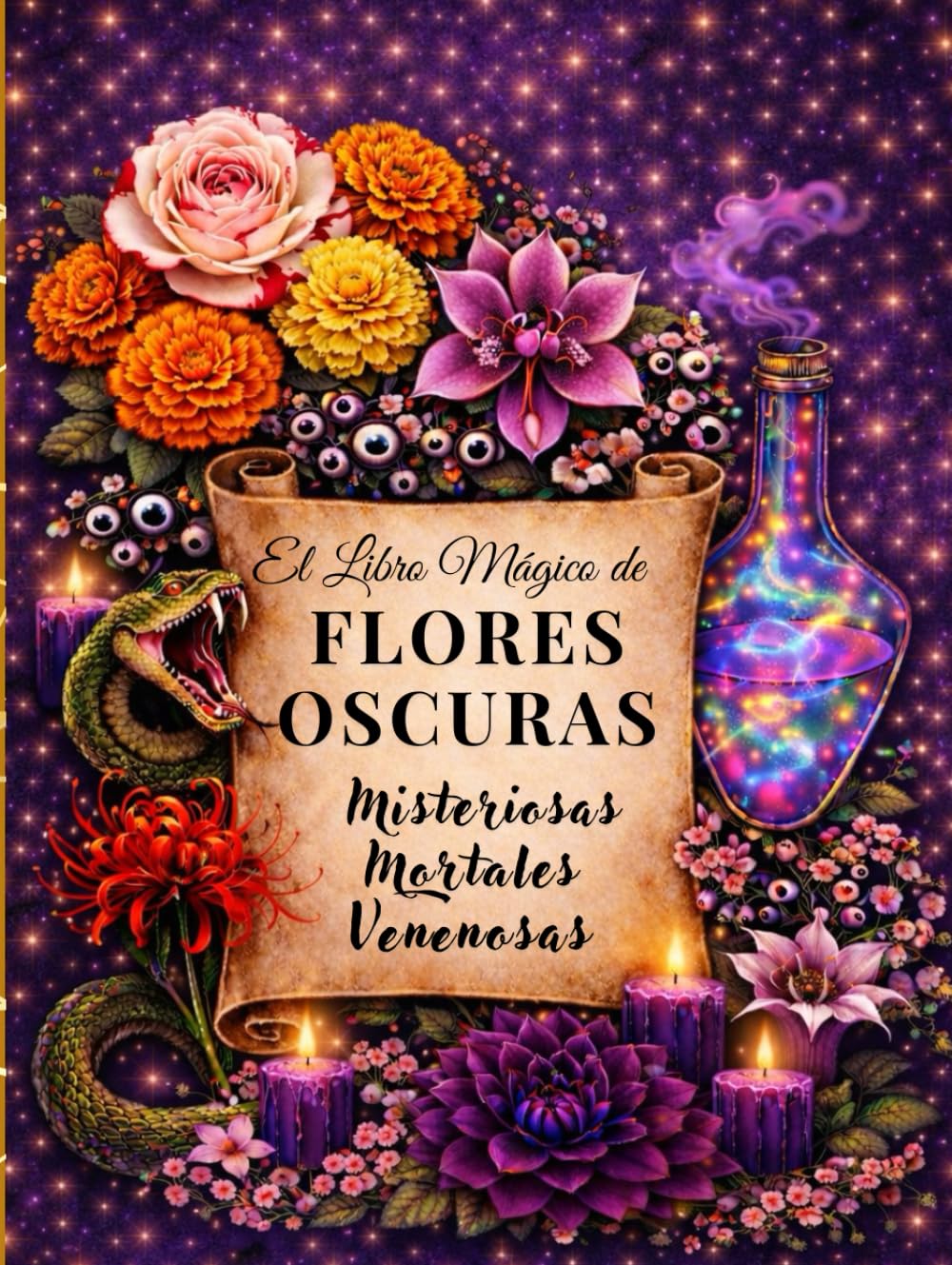 FLORES OSCURAS Misteriosas, mortales y venenosas: Libro de flores oscuras, botánica peligrosa, flores silvestres siniestras, folklore antiguo y arte botánico ilustrado
