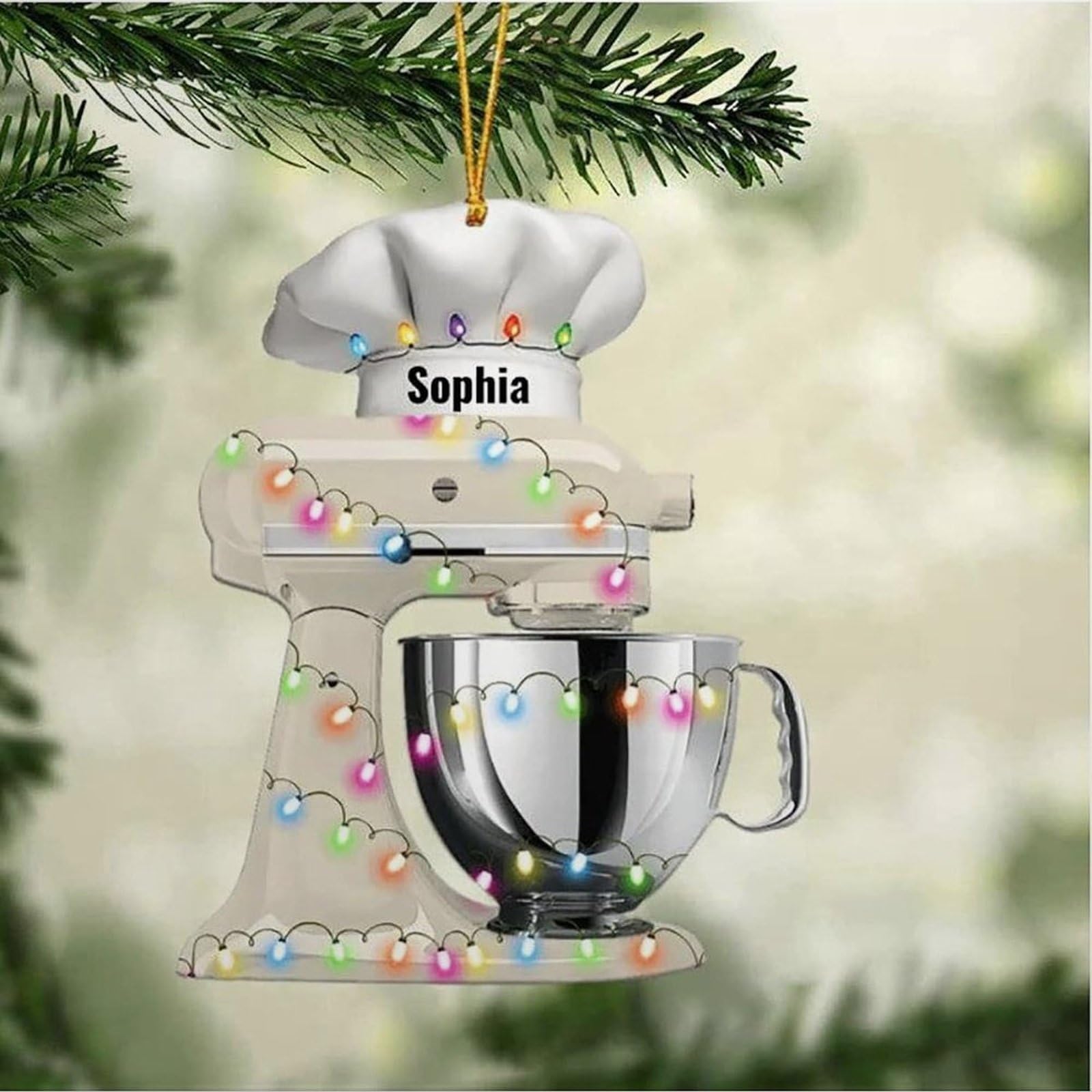 Luckluccy Style-1 Personalized Baking Mixer Lights Christmas Ornament Gift,Baking Ornament,Baking Christmas Ornaments,Baker Ornament Tree Hanging Décor