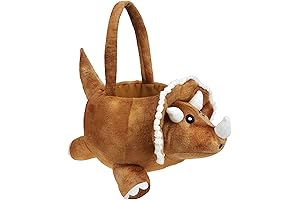 Dearsun Adorable 3D Plush Brown Dinosaur Easter Bucket
