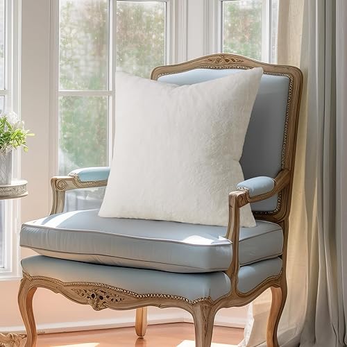 Miniatura 4 de Pallene Juego de 2 fundas de almohada de felpa de piel sintética de 18 x 18 pulgadas, lujosas, suaves, esponjosas y acogedoras para sofá, sala de