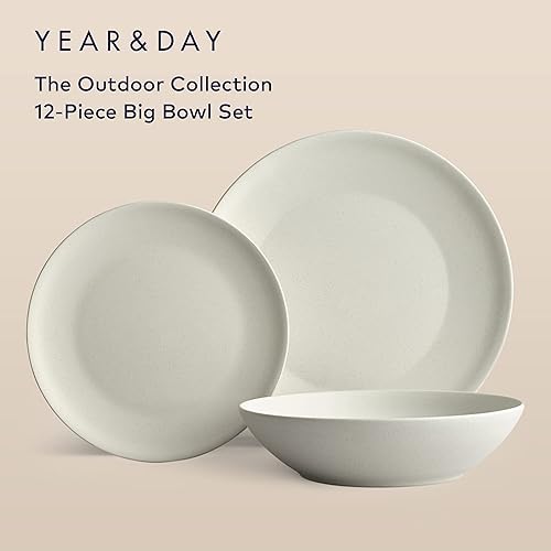 Miniatura 3 de Year & Day Juego de vajilla derivada de plantas de 12 piezas para exteriores con cuencos grandes, juego de platos para 4