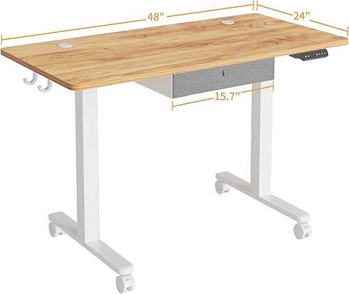 Miniatura 2 de Cubiker Escritorio de pie de 48 x 24 pulgadas con cajón, escritorio eléctrico de pie de altura ajustable, mesa de oficina en casa, estación de