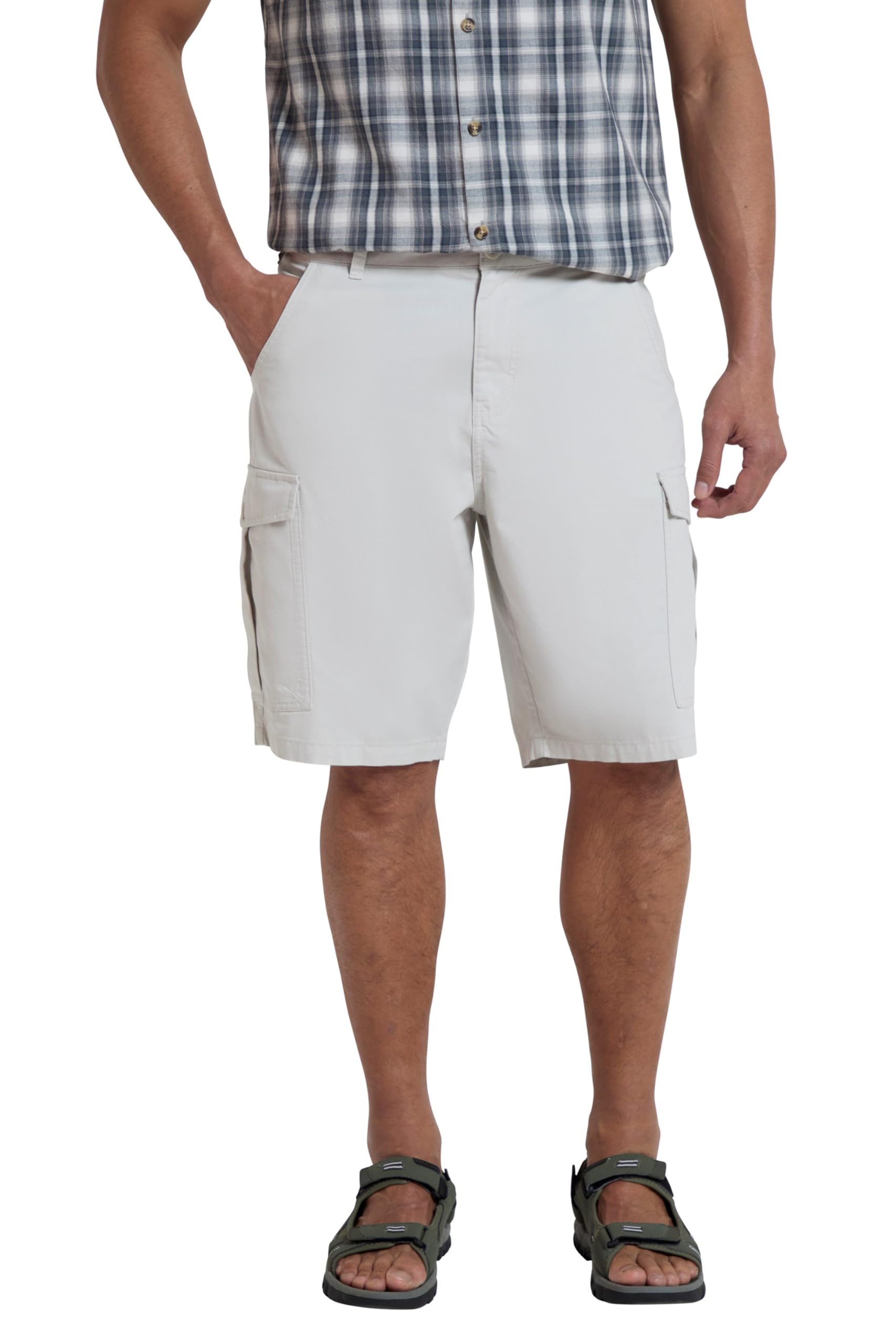 Mountain Warehouse Men's Off-White Lakeside Shorts - 100% Durable Twill Cotton Cargo Shorts, Durable Shorts, 6 Pockets - Spring Summer, Walking, Running, Hiking & Camping Off White W34