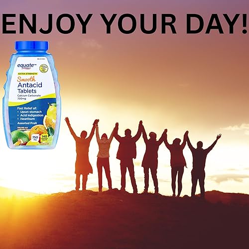 Miniatura 7 de Equate Extra Strength Smooth Chews - Tabletas antiácidas, frutas surtidas, 140 unidades (paquete de 01) + adhesivo Me Gustas
