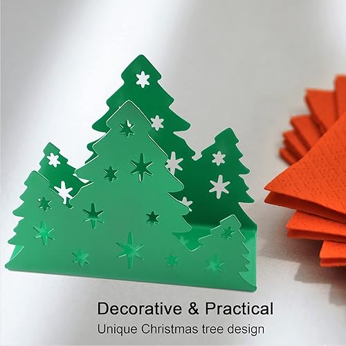Vista 22 de Lysenn Servilletero navideño para mesas, dispensador de pañuelos para encimera de cocina, acero inoxidable resistente mejorado, almacenamiento