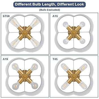 4-Light 14.4'' Semi Flush Mount Ceiling Light Fixture, Gold