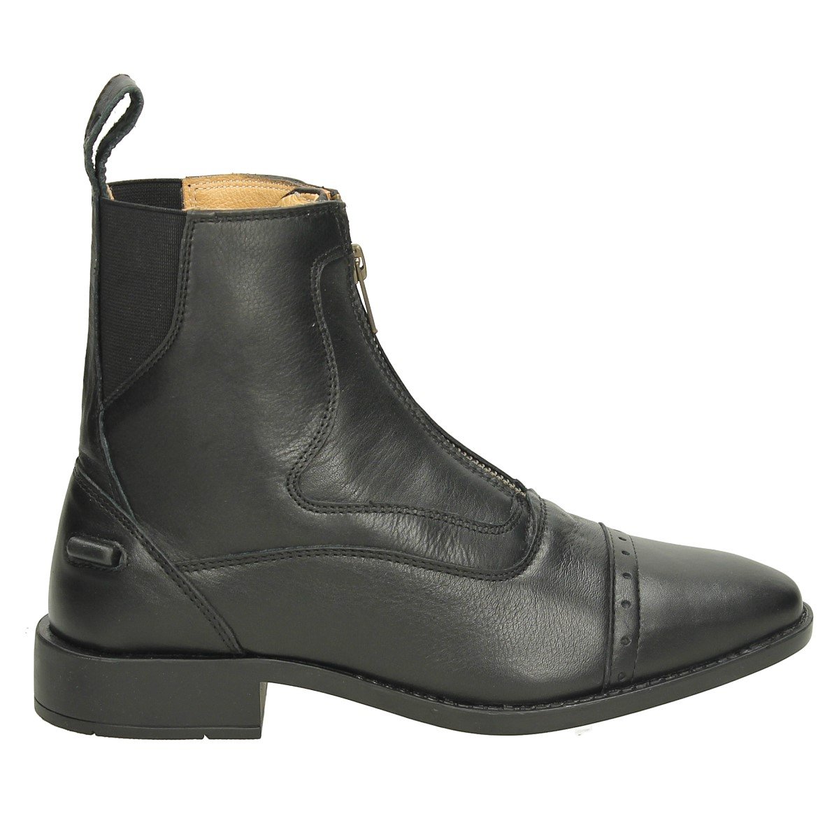 QHP Botines de equitación Jodhpur Milaan de piel con cremallera