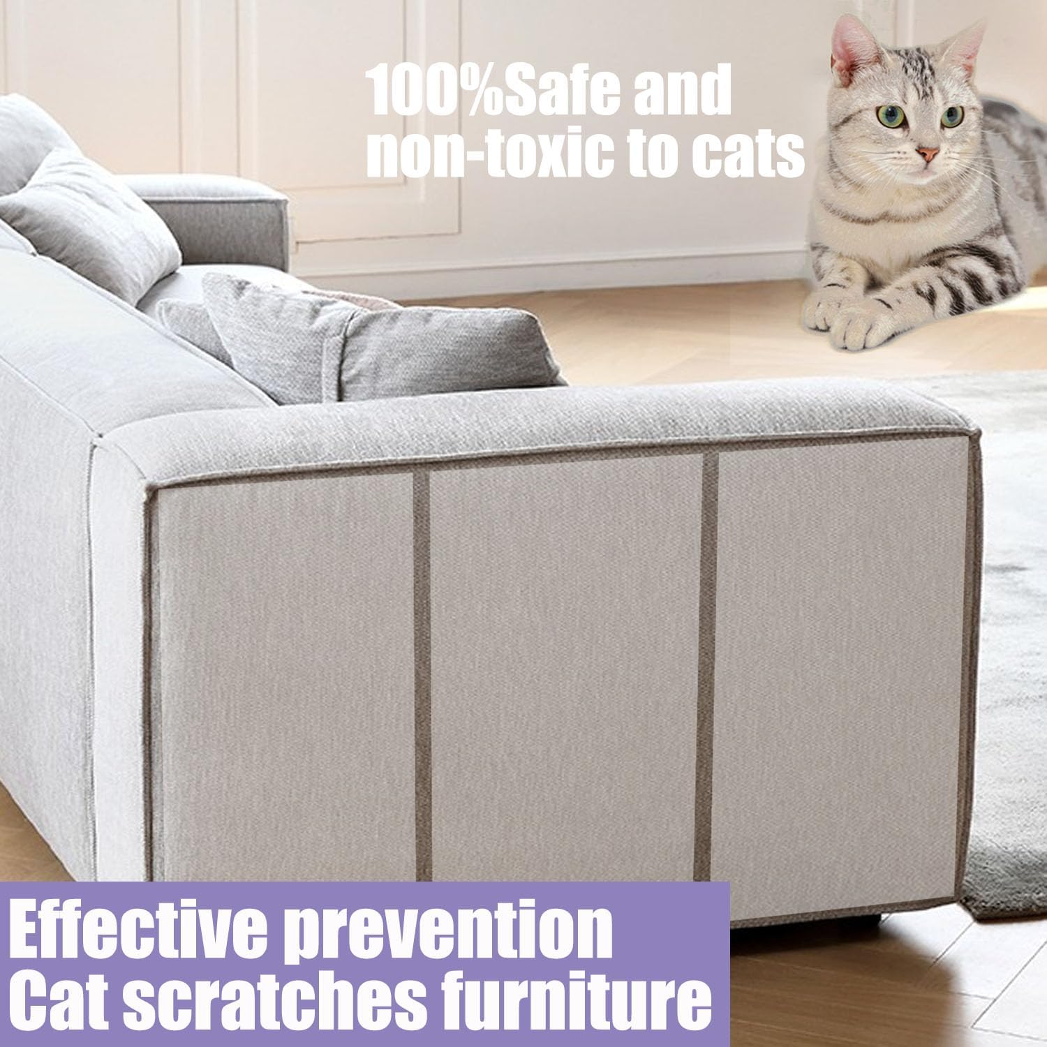 Chuangseed Anti Cat Scratch Tape, 4" x 30Yds, Transparent, Double Sided, Furniture Protector, Pet Safe, Easy Installation, One Year Warranty - Image 3