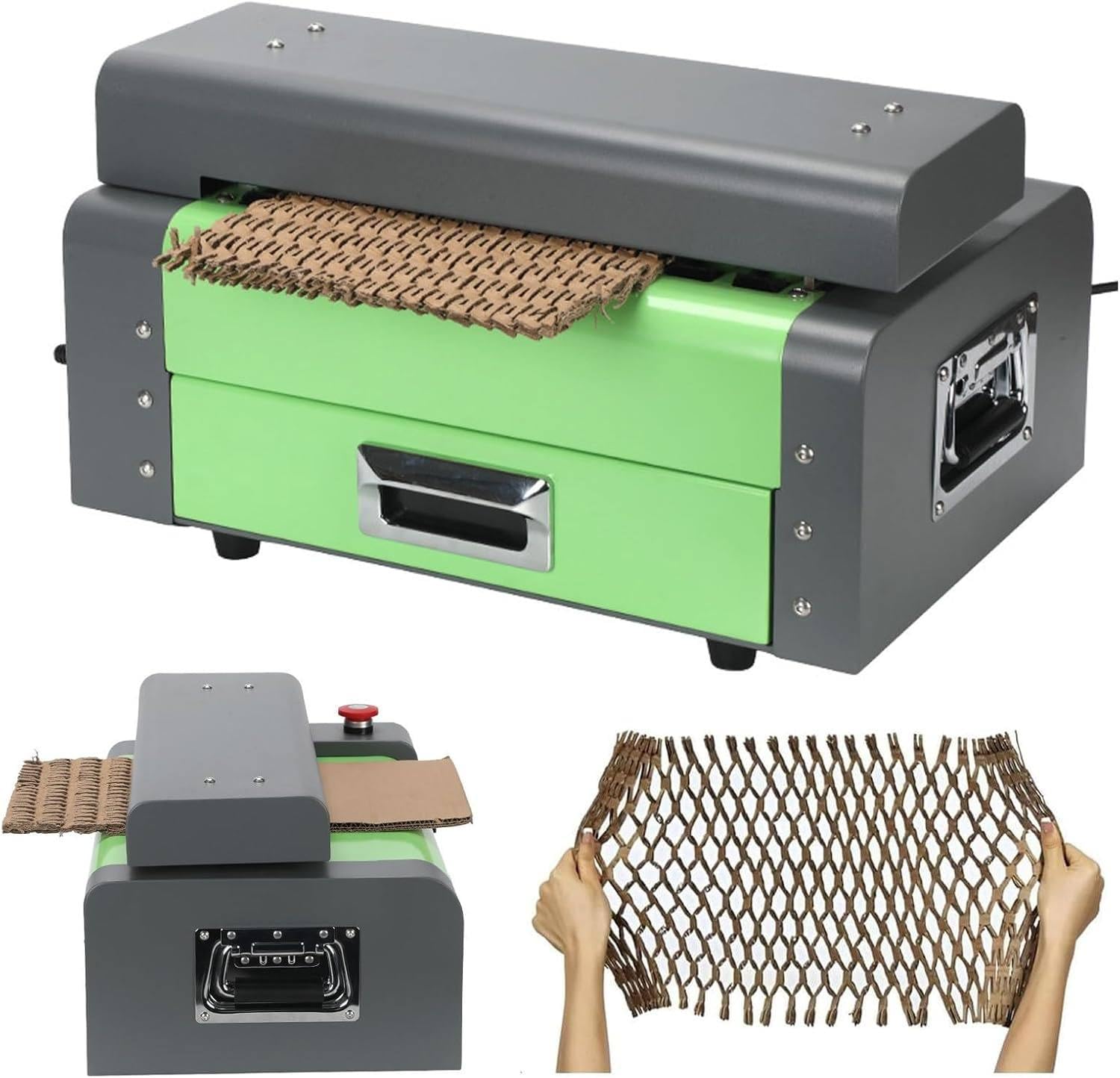 JXYQ Automatic Corrugated Cardboard Shredder 3m/min, Industrial Carton Mesh Cutter with Rotary Switch, Honeycomb Paper Padding Machine for Packaging