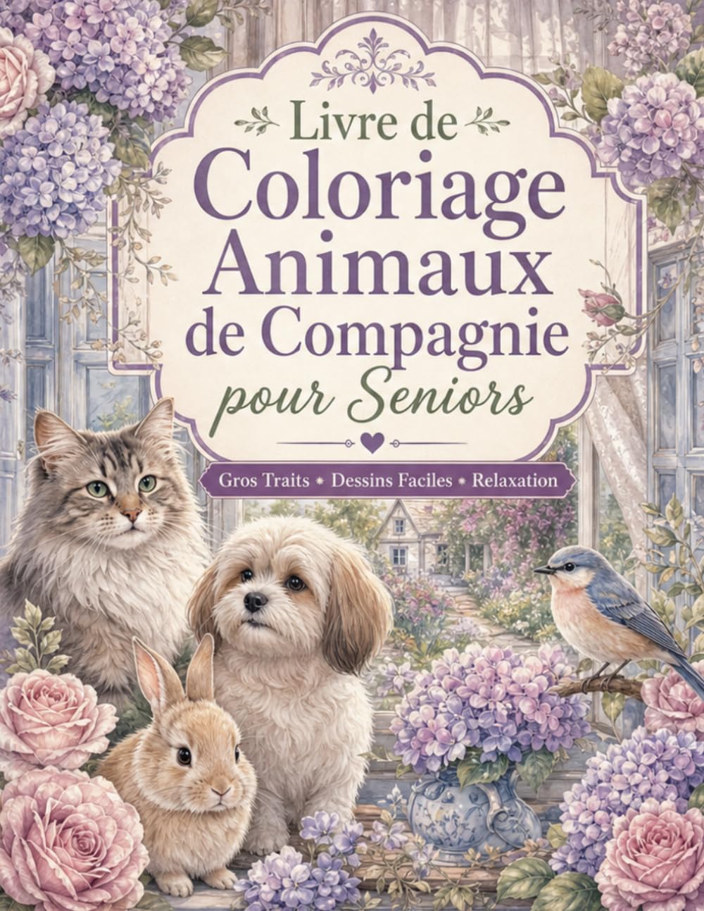 Livre de Coloriage Animaux de Compagnie pour Seniors: Activité relaxante avec motifs attendrissants, idéale mémoire, concentration et motricité